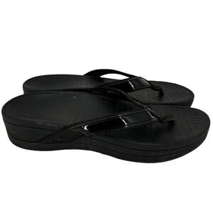 Whitin Women's Platform Thong Sandals Arch Support Flip Flop Black Size EU 39